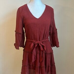 Entro Rust Red Mini Ruffle Dress